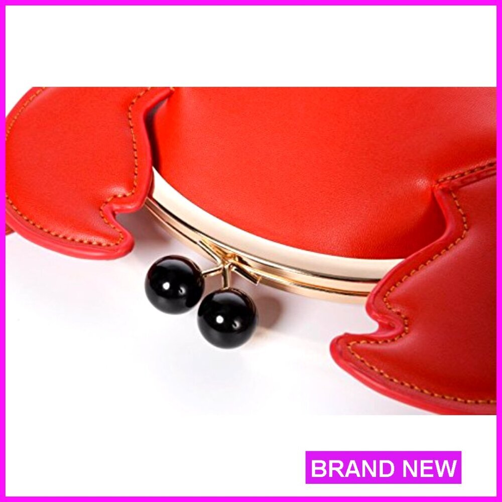 Crab Shaped Crossbody Bag, Detachable Strap, PU Leather, Novelty Purse - Picture 6 of 7